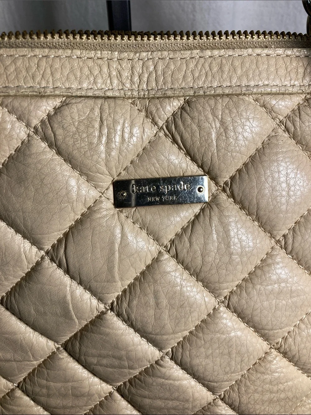 Kate Spade Georgiana Quilted Cream Leather Shoulder Bag with Chain Straps